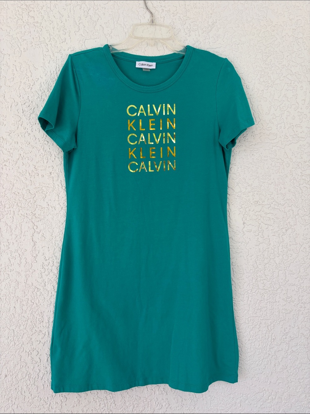 Calvin Klein Teal Short Sleeve Logo dress size M